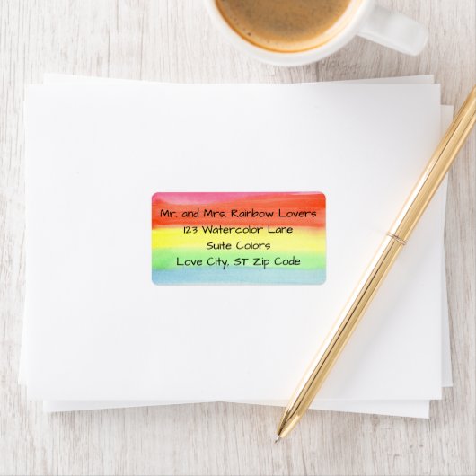 Watercolor Regenboog Aangepaste Adreslabels Etiket (Insitu)