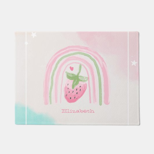Watercolor Regenboog Aardbei Deurmat (Voorkant)