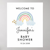 Watercolor Regenboog Baby Shower Welkomstbord Poster (Voorkant)
