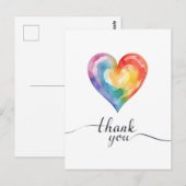 Watercolor Regenboog Hart Bedankkaart Briefkaart (Voorkant / Achterkant)