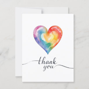 Watercolor Regenboog Hart Bedankkaart Briefkaart