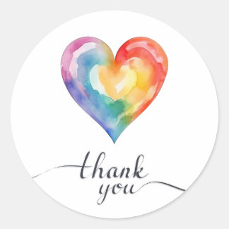 Watercolor Regenboog Hart Bedankt sticker