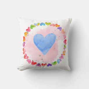 Watercolor Regenboog Hart Kussen
