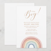 Watercolor Regenboog Het is een jongen Baby Shower Kaart (Voorkant / Achterkant)