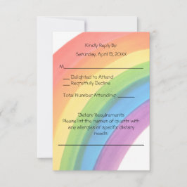 Watercolor Regenboog Huwelijksreactiekaart RSVP Kaartje