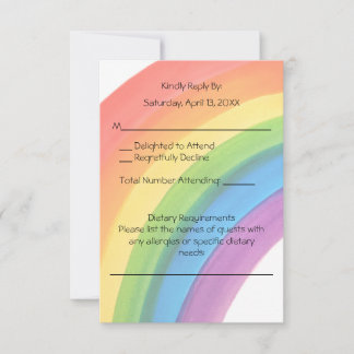 Watercolor Regenboog Huwelijksreactiekaart RSVP Kaartje