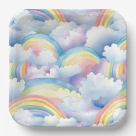 Watercolor Regenboog Papieren Borden, Regenboog Fe Bordje