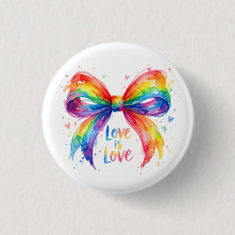 Watercolor Regenboog Pride Strik "Liefde is Liefde Ronde Button 3,2 Cm
