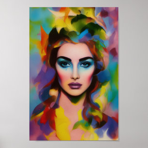 Watercolor Regenboog Prinses - Digitale Kunst Down Poster