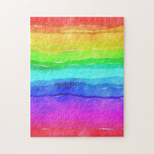 Watercolor Regenboog Strepen Legpuzzel