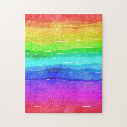 Watercolor Regenboog Strepen Legpuzzel (Verticaal)