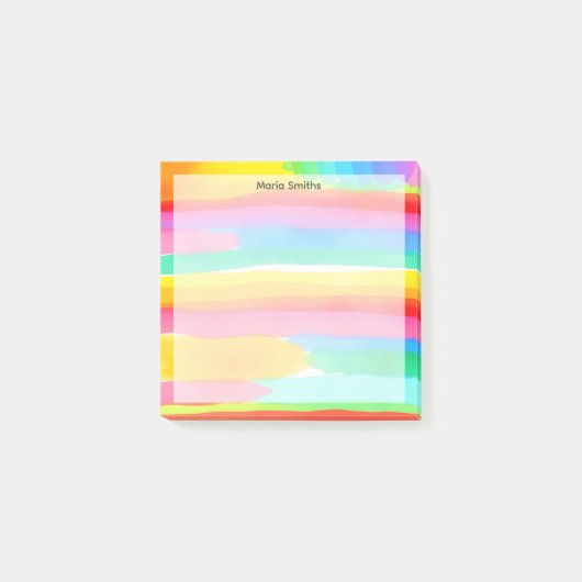 Watercolor Regenboog Strepen Post-it® Notes (Voorkant)