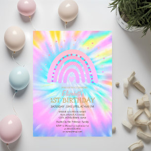 Watercolor Regenboog Tie Dye Verjaardag Kaart