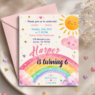 Watercolor Regenboog Verjaardagsuitnodiging Kaart