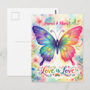 Watercolor Regenboog Vlinder "Liefde is Liefde" Briefkaart