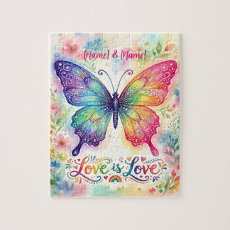 Watercolor Regenboog Vlinder "Liefde is Liefde" Legpuzzel