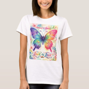Watercolor Regenboog Vlinder "Liefde is Liefde" T-shirt
