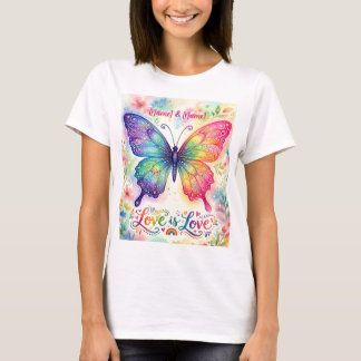 Watercolor Regenboog Vlinder "Liefde is Liefde" T-shirt