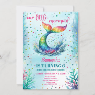 Watercolor regenboog zeemeermin staart 6e verjaard kaart