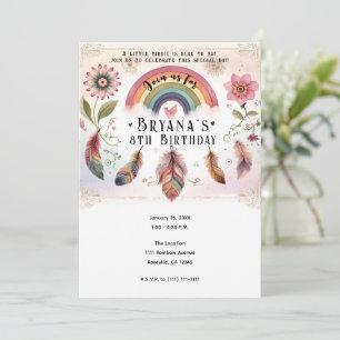 Watercolor Regenboogvogel & Veren Boho Verjaardag Kaart