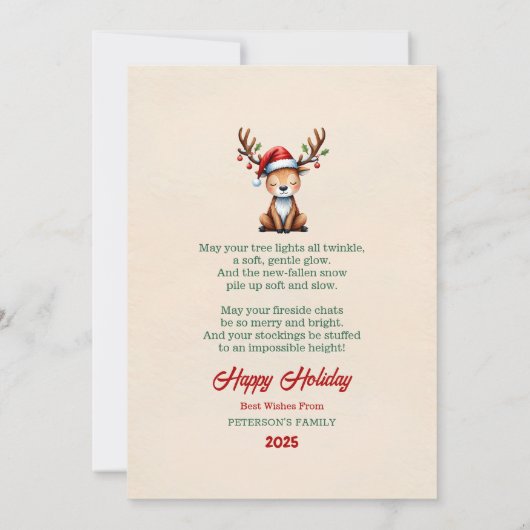 Watercolor Reindeer Christmas Greeting Card Kaart (Achterkant)