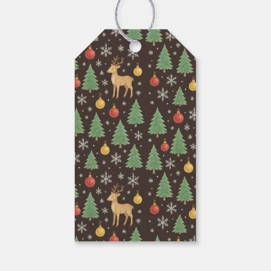 Watercolor Reindeer & Christmas Tree -  Cadeaulabel (Achterkant)