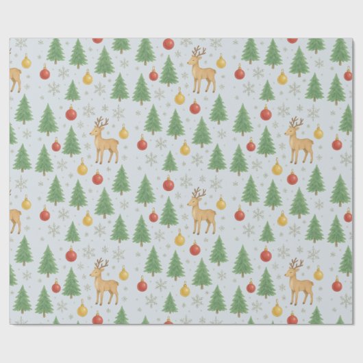 Watercolor Reindeer & Christmas Tree -  Cadeaupapier (Vlak)