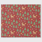 Watercolor Reindeer & Christmas Tree -  Cadeaupapier (Vlak)