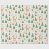 Watercolor Reindeer & Christmas Tree -  Cadeaupapier (Vlak)