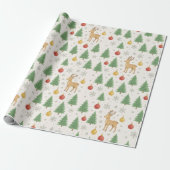 Watercolor Reindeer & Christmas Tree -  Cadeaupapier (Uitgerold)