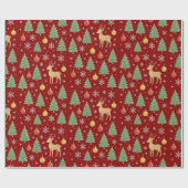 Watercolor Reindeer & Christmas Tree -  Cadeaupapier (Vlak)