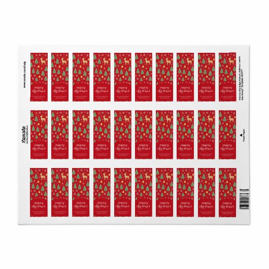 Watercolor Reindeer & Christmas Tree -  Etiket (Full Sheet)