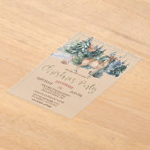 Watercolor  Reindeer,Forest Christmas Party   Acryl Uitnodigingen (Laagn)