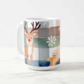 Watercolor Reindeer Gingerbread Man Snowflake Tree Koffiemok (Voorkant links)