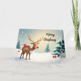 Watercolor Reindeer Holiday Card Kaart