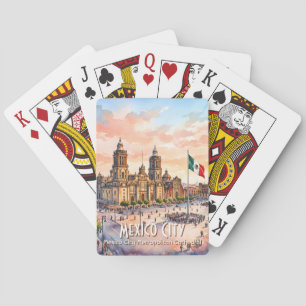 Watercolor Reis naar Kathedrale in Mexico-Stad Pokerkaarten