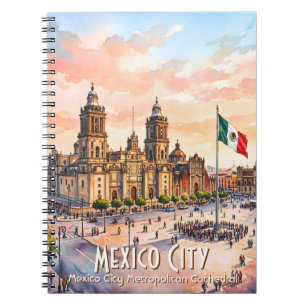 Watercolor Reis naar Mexico-Stad Kathedrale Notitieboek