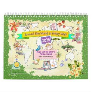 Watercolor Reisagenda Rond de Wereld 2026 Kalender