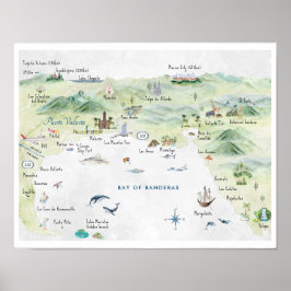 Watercolor Reisansichtkaart | Puerto Vallarta Poster