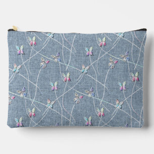 Watercolor Reliëf Vlinders op Denim Blauwe Linnen Etui