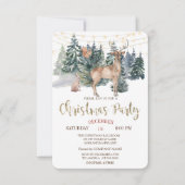Watercolor Rendier, Bos Kerstfeest   Kaart (Voorkant)
