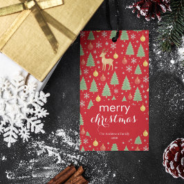 Watercolor Rendier & Kerstboom - Cadeaulabel