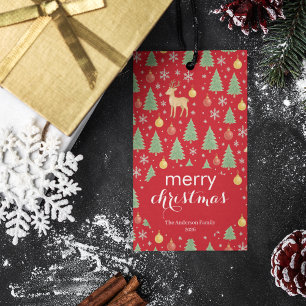 Watercolor Rendier & Kerstboom - Cadeaulabel