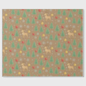 Watercolor Rendier & Kerstboom -  Cadeaupapier (Vlak)