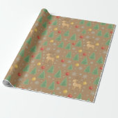 Watercolor Rendier & Kerstboom -  Cadeaupapier (Uitgerold)