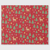 Watercolor Rendier & Kerstboom -  Cadeaupapier (Vlak)