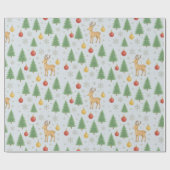 Watercolor Rendier & Kerstboom -  Cadeaupapier (Vlak)
