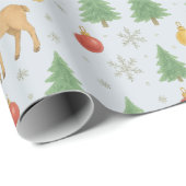 Watercolor Rendier & Kerstboom -  Cadeaupapier (Rol Hoek)