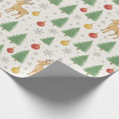 Watercolor Rendier & Kerstboom -  Cadeaupapier (Hoek)