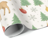 Watercolor Rendier & Kerstboom -  Cadeaupapier (Rol Hoek)